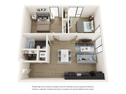 Two Bedroom 2 bath A Floor Plan at Analog Tacoma, Tacoma, WA 98402